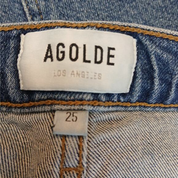 AGOLDE SZ 25 Merrel Mid Rise Straight Jean Color: Cinema Blue/Medium Indigo - Picture 5 of 6